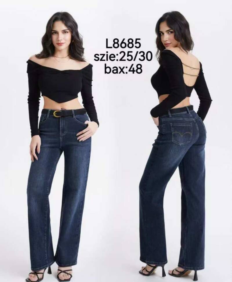 Spodnie damskie jeansy Roz 25-30, 1 Kolor Paczka 12 szt